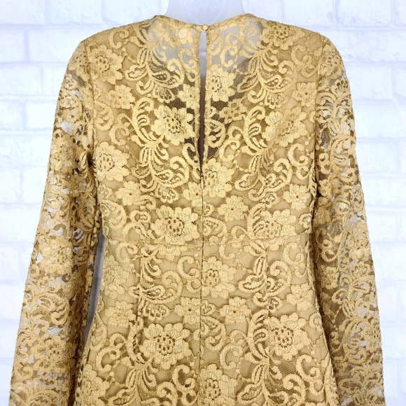 Nanette Lepore▪︎Gold Poetic Love Lace Sheath Dress - Picture 4 of 13